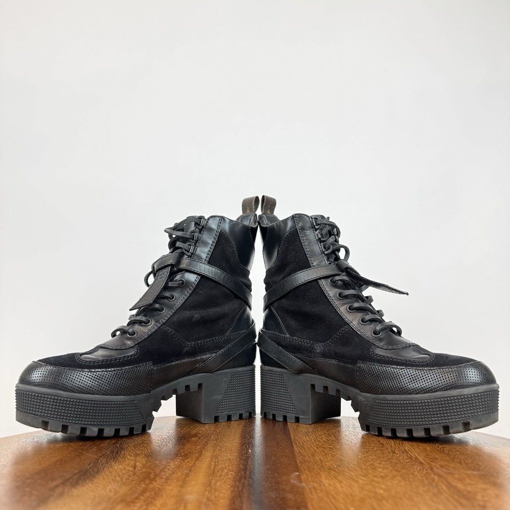 Womens Louis Vuitton Laureate Platform Desert Black Suede Combat Boots Size 36.5 - Picture 5 of 8